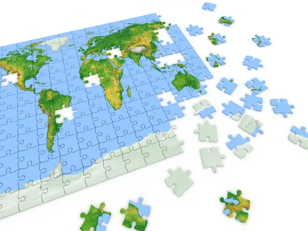 Kaart van de wereld puzzel — Stockfoto