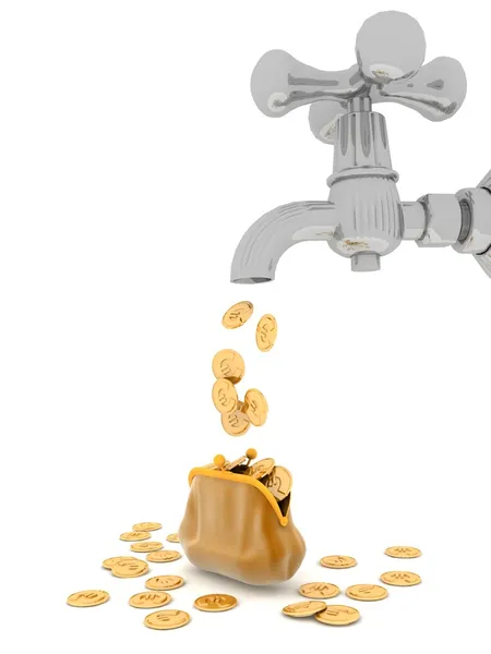 EURO coins flows from tap — Stock Photo, Image