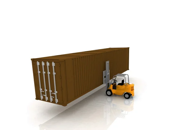Lader hebt Container an — Stockfoto