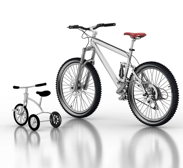 Bicicleta infantil contra uma bicicleta esportiva — Fotografia de Stock