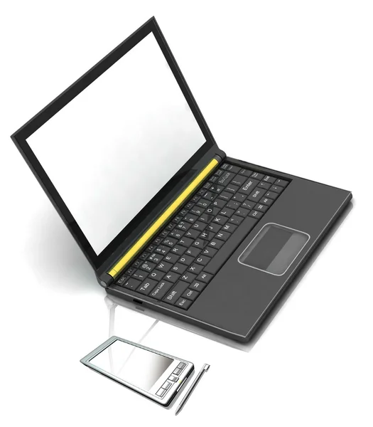 Taschencomputer und Laptop — Stockfoto