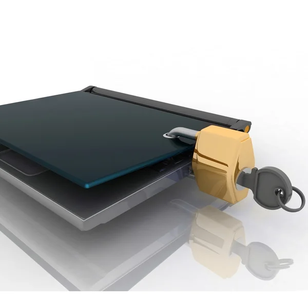 Laptop fechado na fechadura — Fotografia de Stock