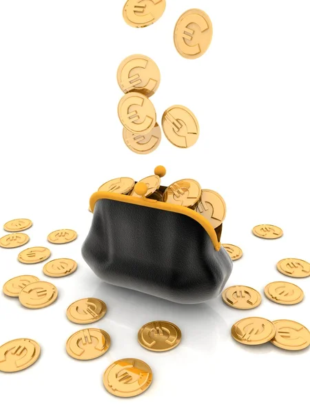 Euro mince kabelku — Stock fotografie