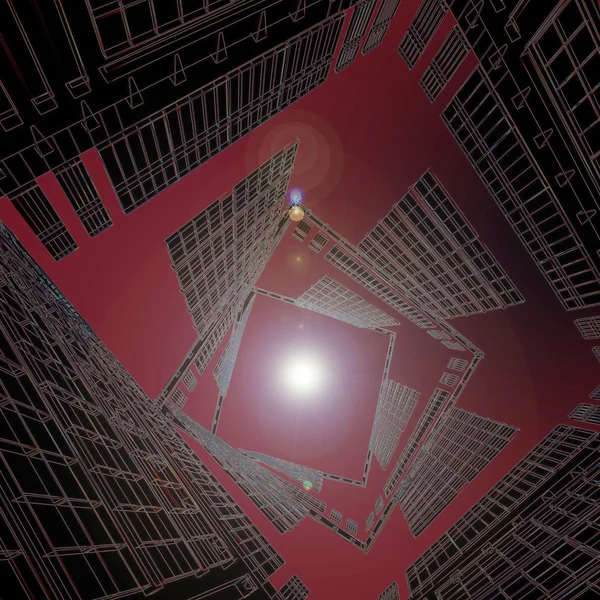 空のスクレーパーの抽象的な建築タワー — ストック写真