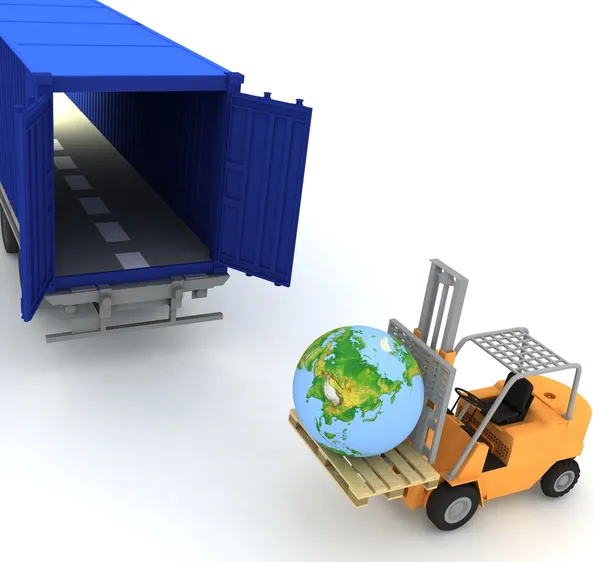 Laden van de aarde in een container — Stockfoto