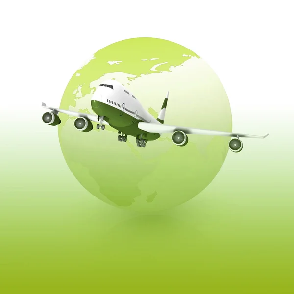 Airliner with a globe — Stock Photo, Image