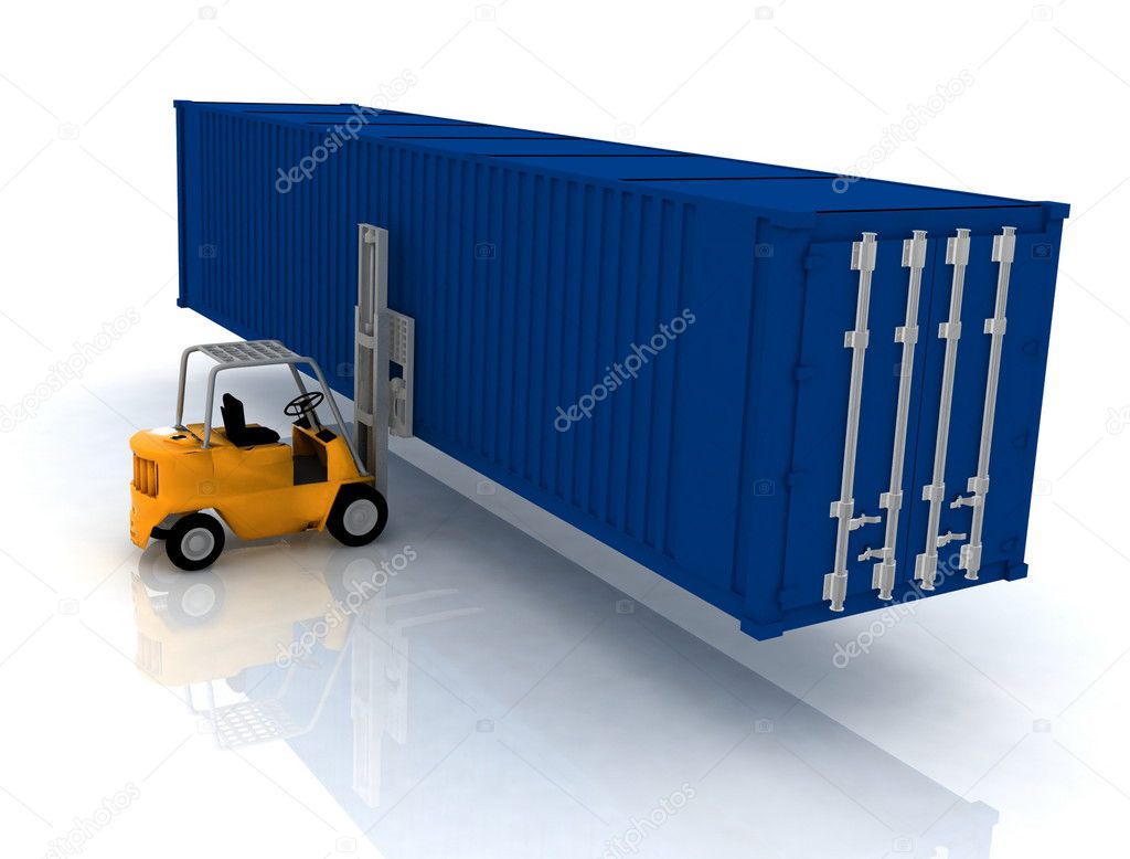 Loader lifts container