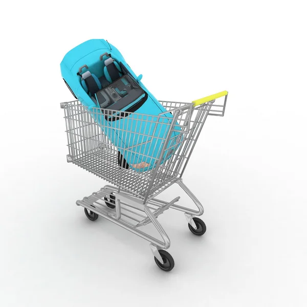 Cart from a supermarket with a gift — Stock Photo, Image