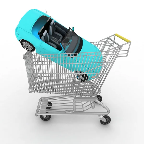 Einkaufswagen aus dem Supermarkt mit einem Geschenk — Stockfoto