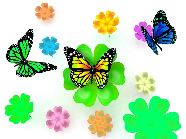 Motýl a květiny — Stock fotografie