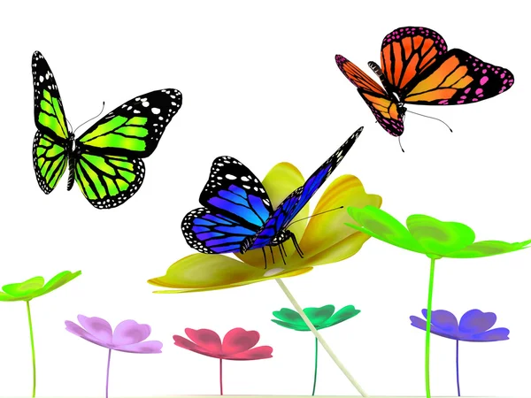 Бабочка и цветы — стоковое фото