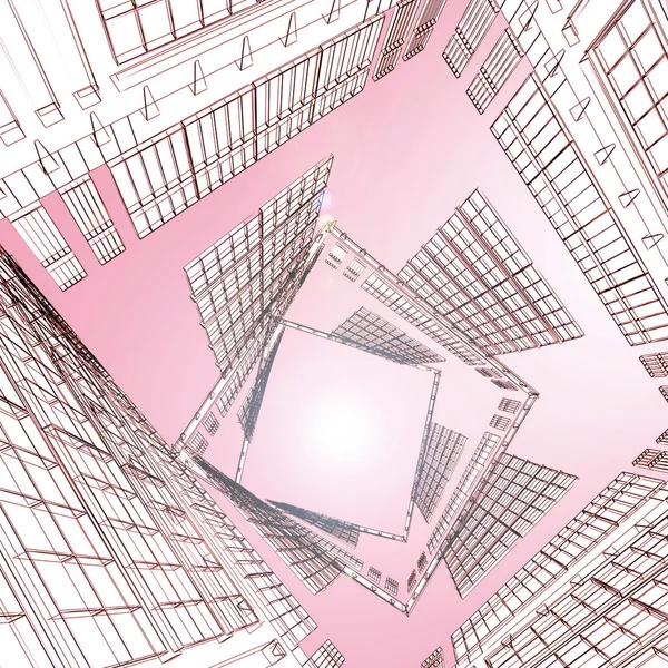 Abstract architectural 3D construction — Stock Photo, Image