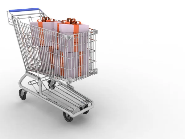 Store cart full of gifts — Stock Photo, Image