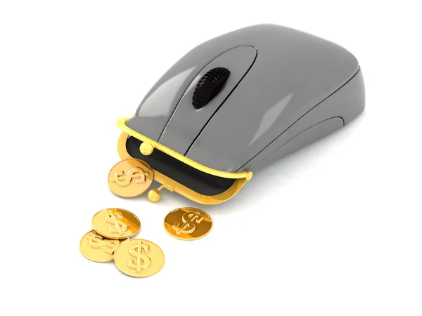 Myszy komputerowej i portfel — Zdjęcie stockowe