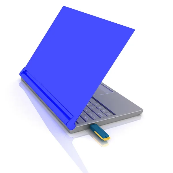 Urządzenie magazynujące USB i laptop — Zdjęcie stockowe