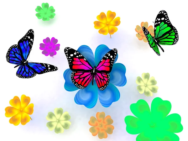 Mariposa y flores — Foto de Stock