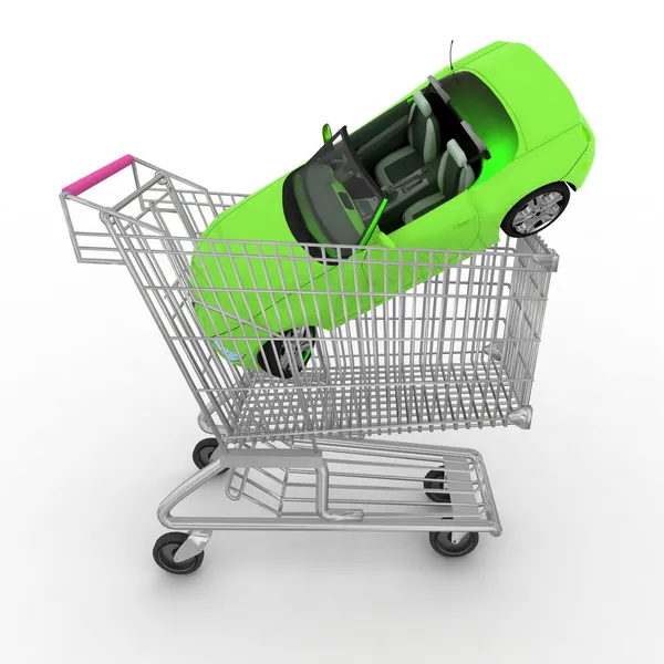 Einkaufswagen aus dem Supermarkt mit einem Geschenk — Stockfoto