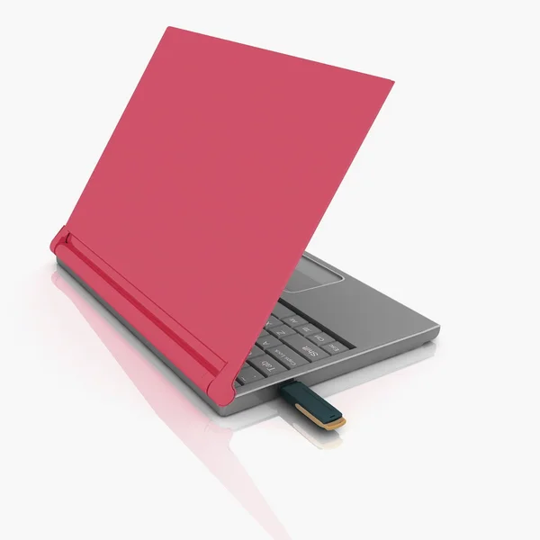USB opslag drive en laptop — Stockfoto