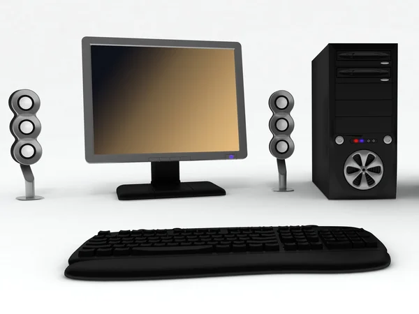 Computador preto com alto-falantes — Fotografia de Stock
