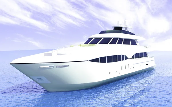 Luxusní bílá výletní jachta — Stock fotografie