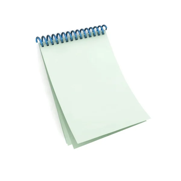 Um caderno em espiral em branco sobre um fundo branco — Fotografia de Stock