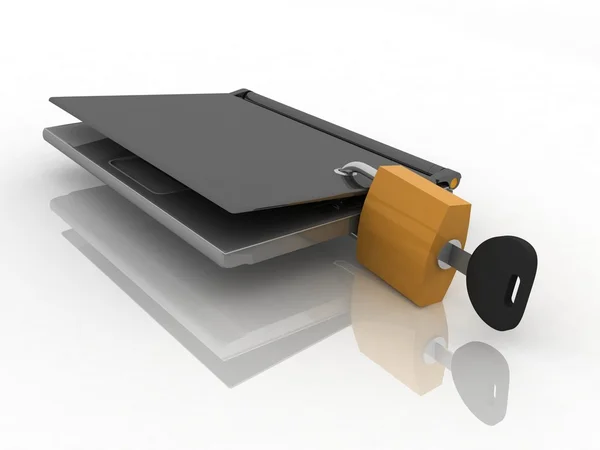 Laptop stängt på låset — Stockfoto