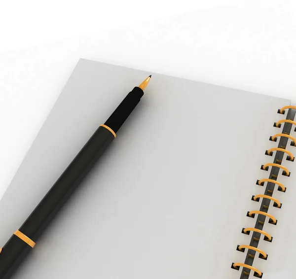 Anteckningsbok och penna på en vit bakgrund — Stockfoto