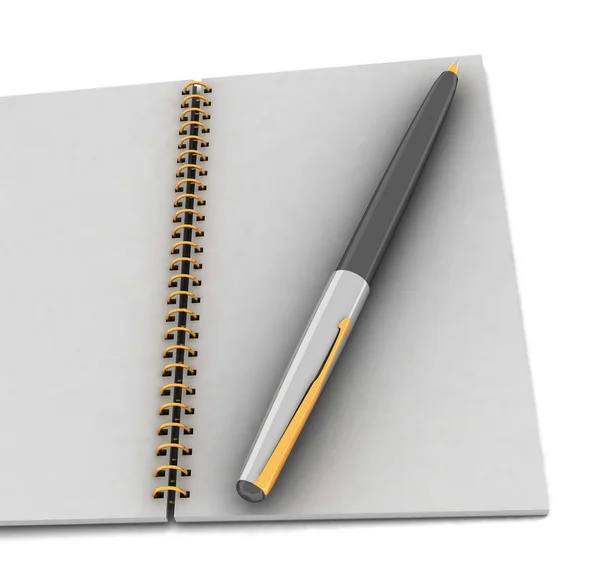 Notebook en pen op een witte achtergrond — Stockfoto