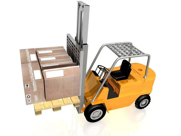 Forklift with boxes is isolated on a white background — Stock Photo, Image