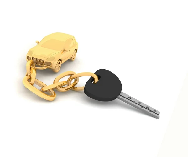 Beyaz arkaplanda araba anahtarı — Stok fotoğraf