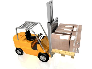 Forklift kutuları ile beyaz bir arka plan üzerinde izole