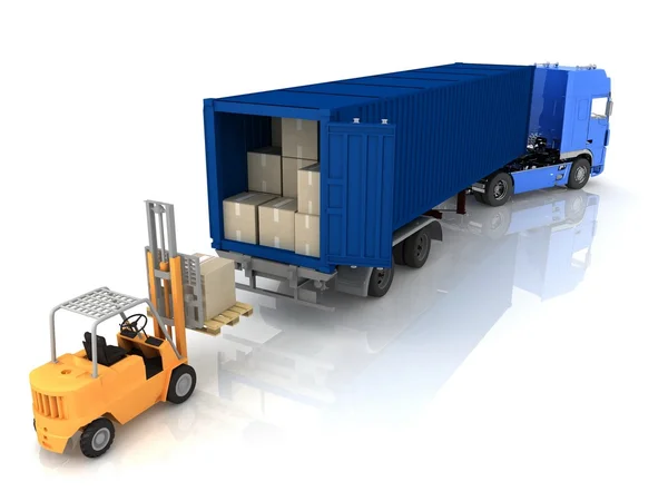 Loading of boxes is isolated in a container — Stock Photo, Image