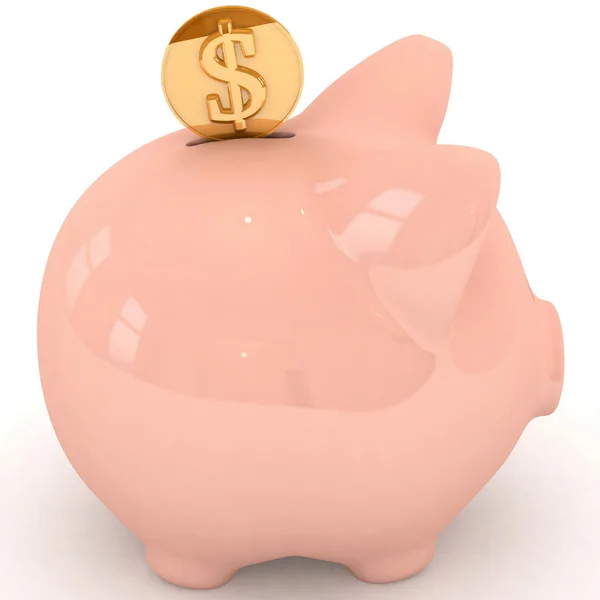 Pig piggy bank with coins — Stock Photo, Image