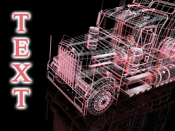 3D φορτηγό και κείμενο — Φωτογραφία Αρχείου