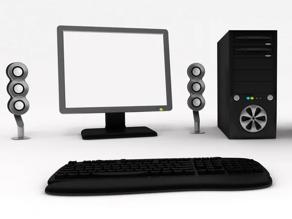 Computer with speakers and mouse — Stock Photo, Image