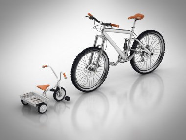 Children's bicycle against a sports bike clipart