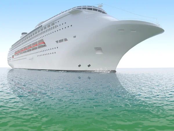 Luxuoso navio branco navegando no mar de tempos imemoriais um dia claro — Fotografia de Stock