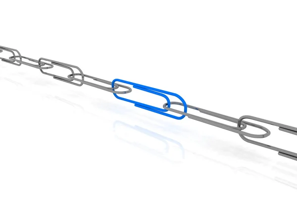 Blauwe paperclip voor een papier — Stockfoto