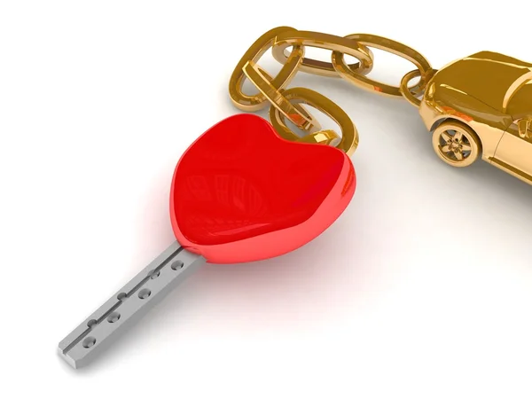 Zlatý přívěsek s klíči od srdce — Stock fotografie