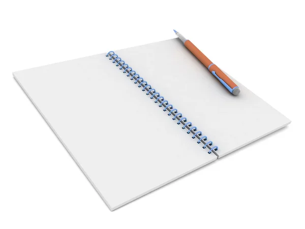 白色背景的笔记本和钢笔 — 图库照片