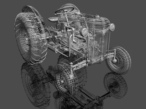 拖拉机 3d 模型 — 图库照片