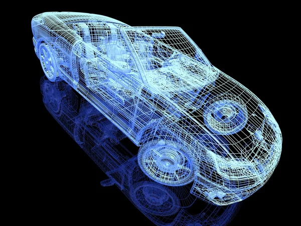 Autó modell, a fekete háttér elmélkedés — Stock Fotó