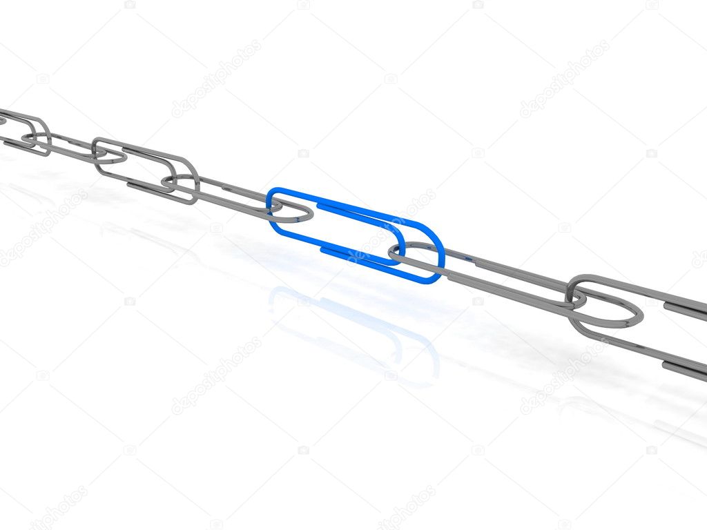 Blue paper clip for a paper