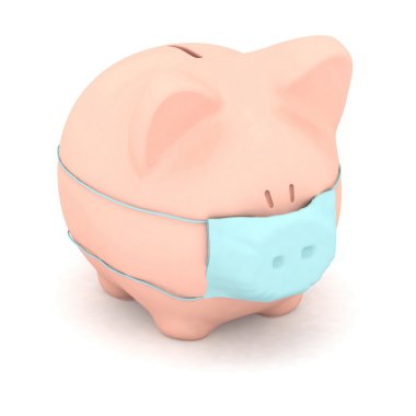 3d illustration of pig with mask. clipart