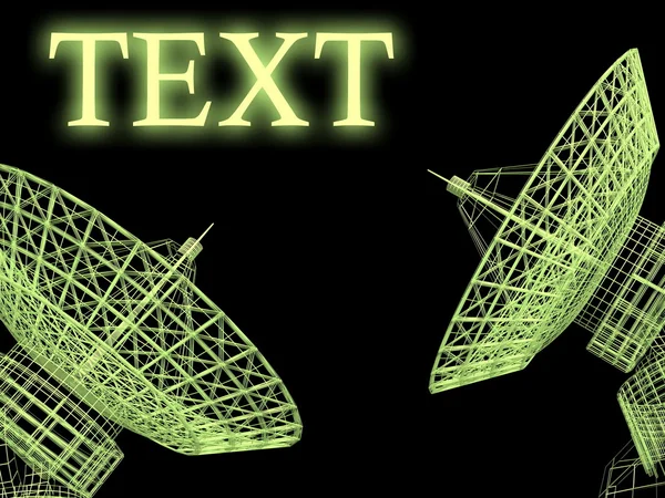 Satellitenschüsseln und Text — Stockfoto