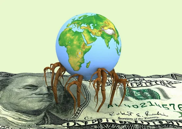 Global berkecambah akar dalam satu dolar — Stok Foto