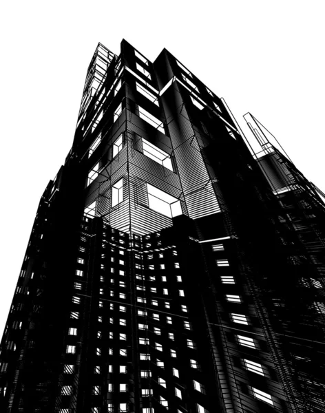 白い背景の上の抽象的な高層ビル — ストック写真