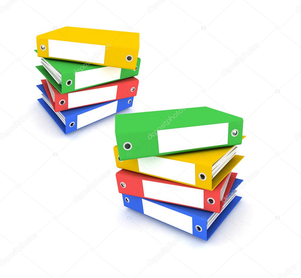 Folders for papers on a white background