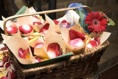 Basket with petals clipart