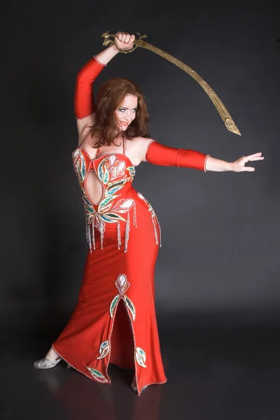 Belly Dancer in Red — Stock Photo, Image